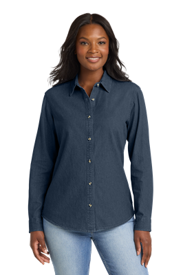 Port & Co Women's Long Sleeve Value Denim Shirt
